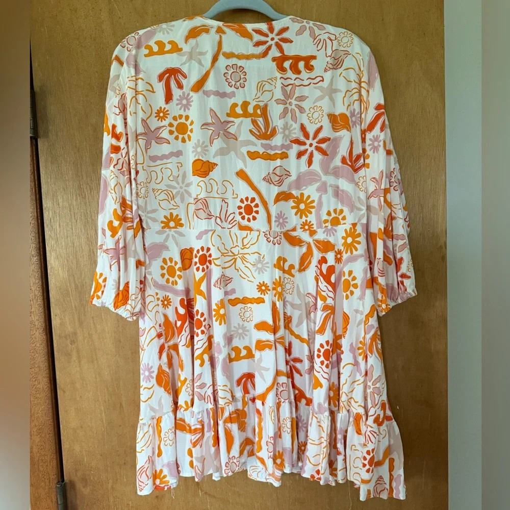 Beachy V-Neck Dress with Ruffle Hem - Picture 3 of 3